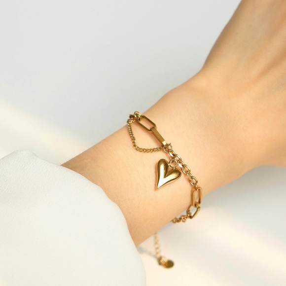 Jewelry - Heart Link Chain Layer Bracelet | 18K Gold Plated Stainless Steel